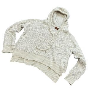 POL Women’s Cozy Knit Hoodie - Size Small - Cream High-Low Pullover